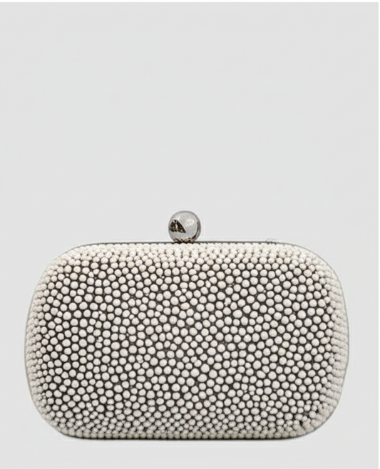 Elegant Pearl-Studded Clutch Bag for Parties & Weddings