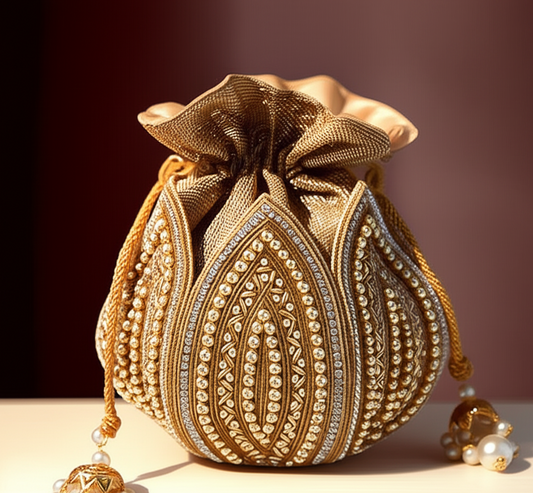 Golden Potli Bags – Regal Accessory for Weddings & Parties
